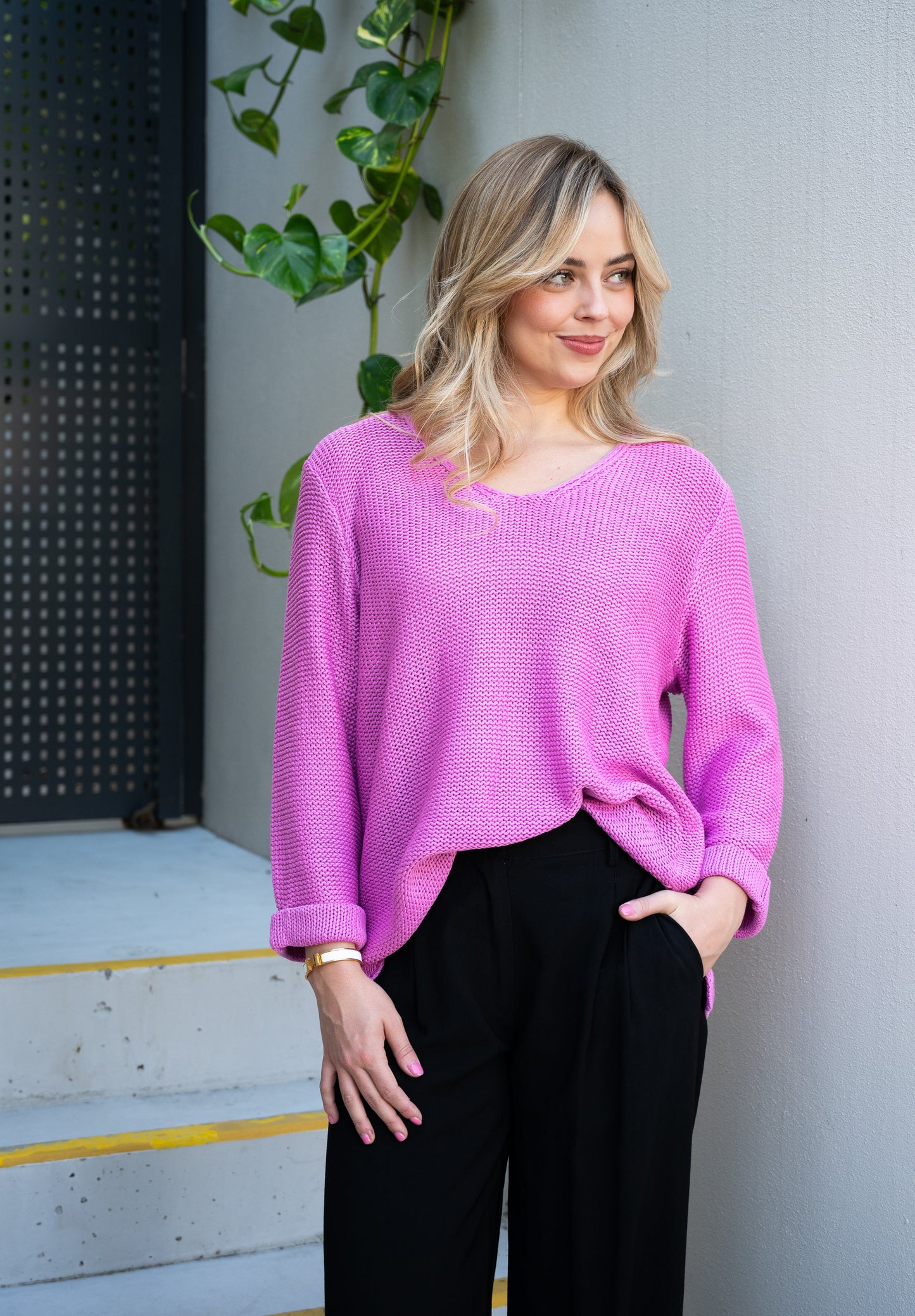Coco Cotton Knit Jumper Raspberry Pink