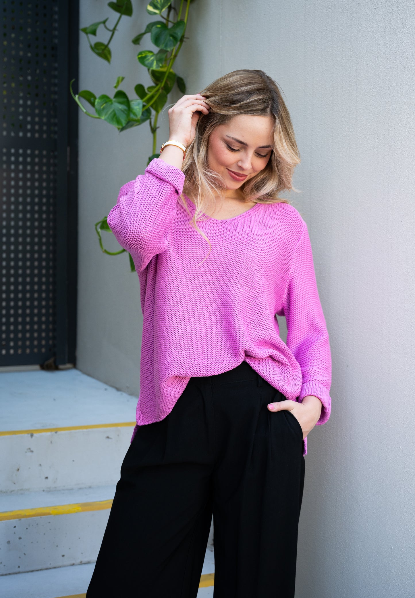 Coco Cotton Knit Jumper Raspberry Pink