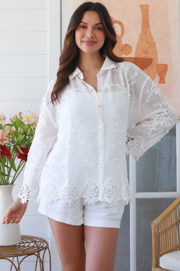 Willow Long Sleeve Blouse - White