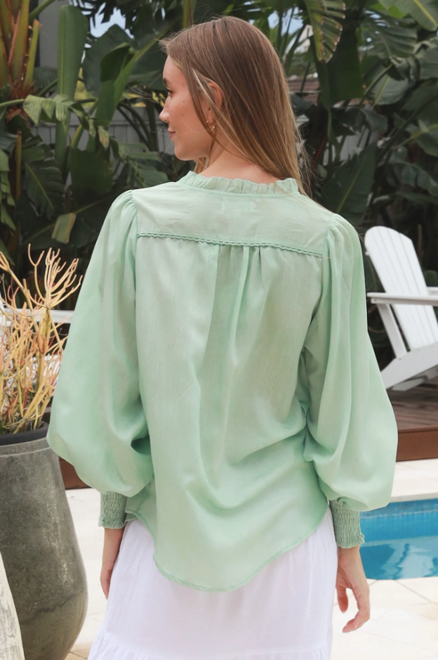 Michaela Mint Floral Blouse