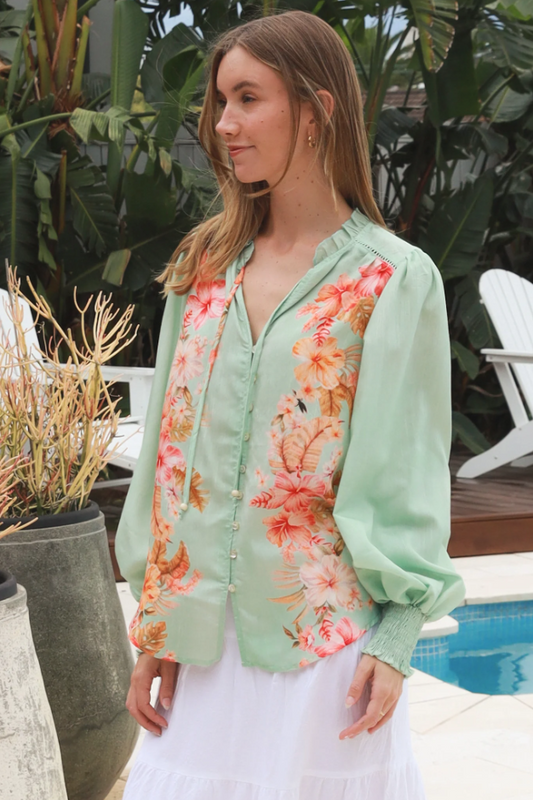 Michaela Mint Floral Blouse