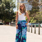 Devine Wide Leg Pants - Navy Hydrangeas