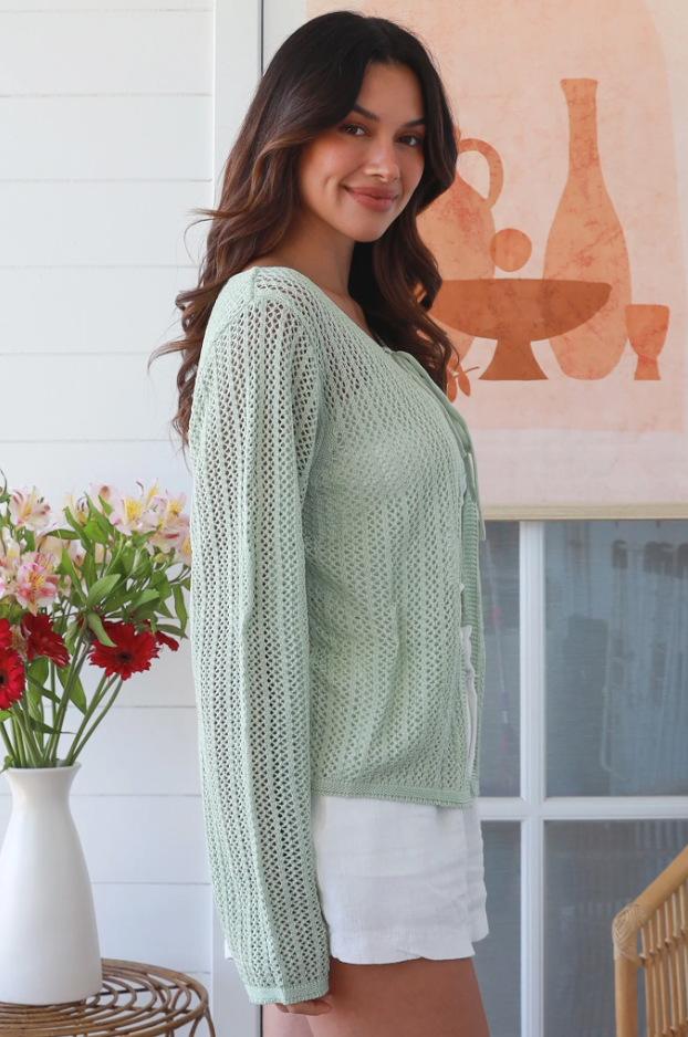 Summer Nights Cotton Cardi - Mint Green