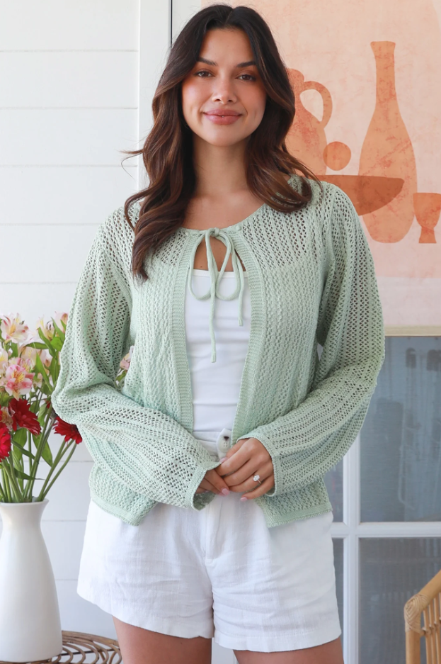 Summer Nights Cotton Cardi - Mint Green