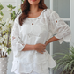 Hayley Floral Embroidered Top - White