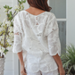 Hayley Floral Embroidered Top - White