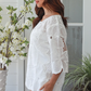 Hayley Floral Embroidered Top - White