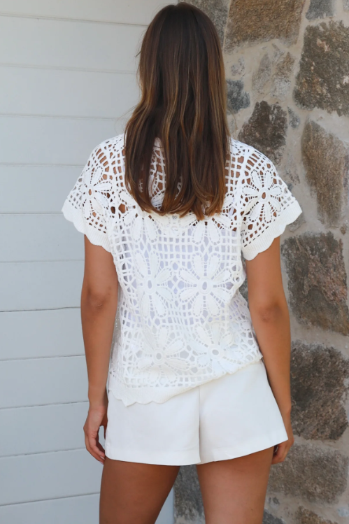 Kristine Crochet Shirt- White