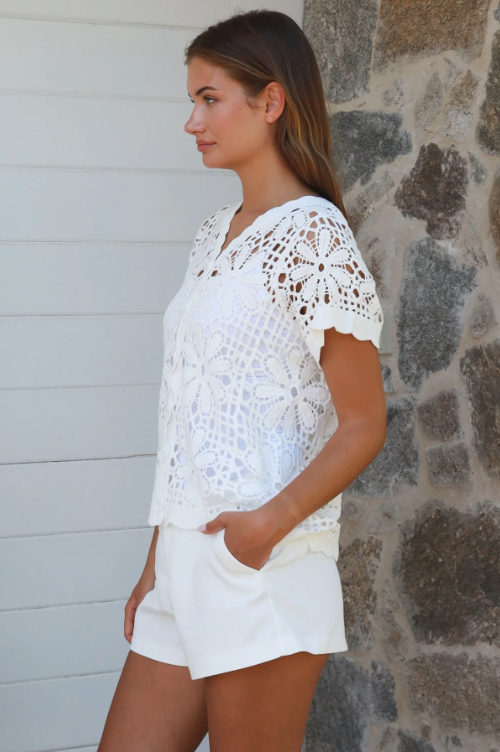 Kristine Crochet Shirt- White