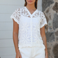Kristine Crochet Shirt- White