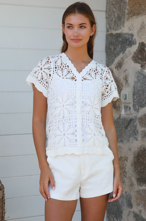 Kristine Crochet Shirt- White