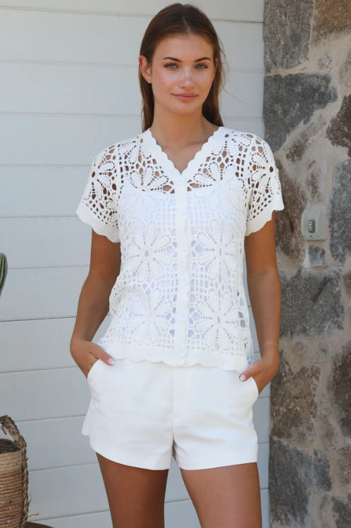 Kristine Crochet Shirt- White