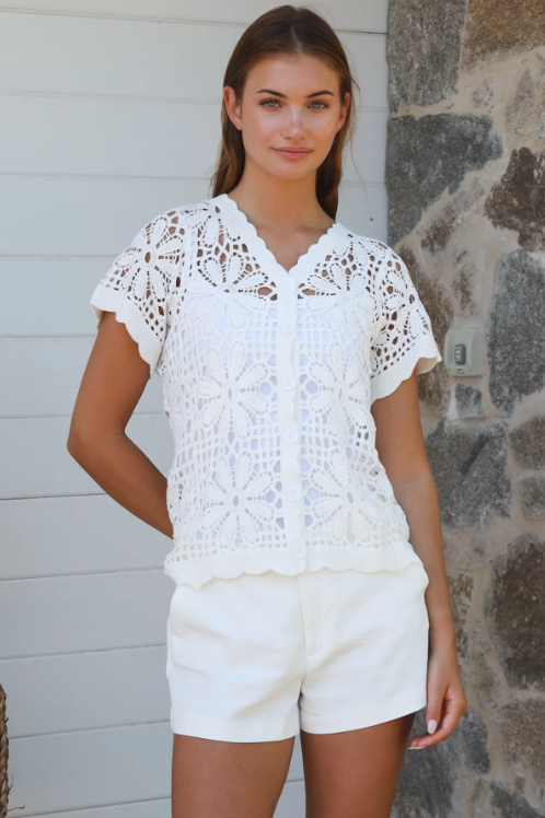 Kristine Crochet Shirt- White