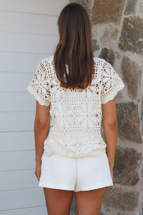 Kristine Crochet Shirt- Tan