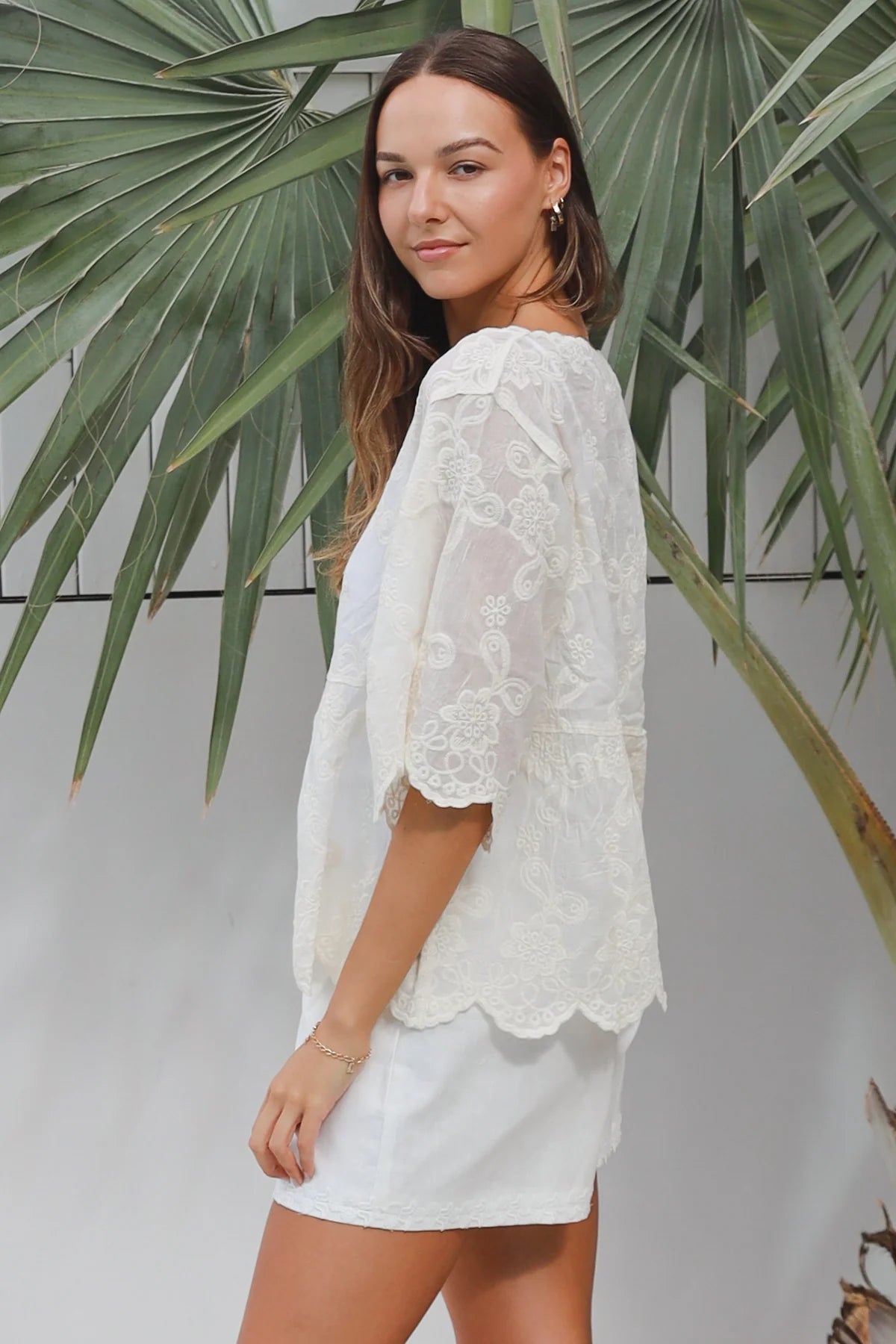 Hope Embroidered Blouse Natural