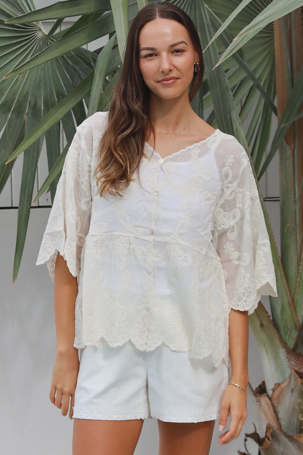 Hope Embroidered Blouse Natural