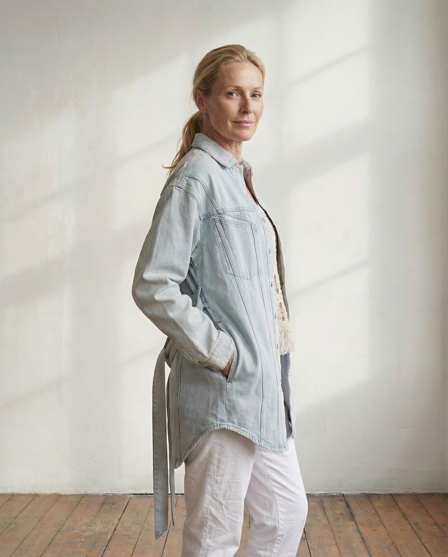 The 2026 Belted Denim Jacket - Light Acid Wash