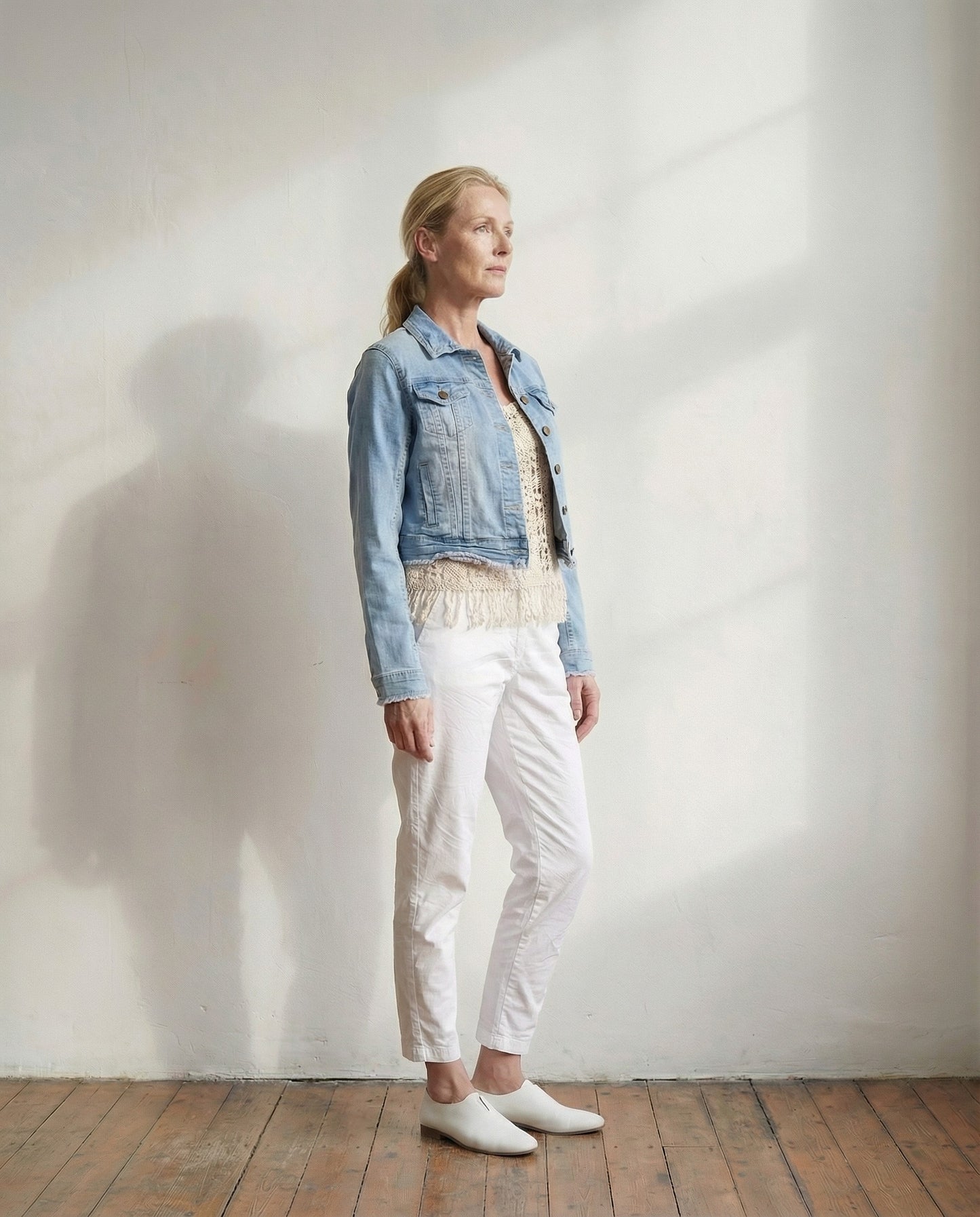 Cropped Denim Jacket - Light Mid Blue