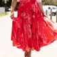 Devine Maxi Skirt - Red Hydrangeas