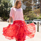 Devine Maxi Skirt - Red Hydrangeas