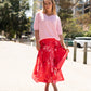 Devine Maxi Skirt - Red Hydrangeas