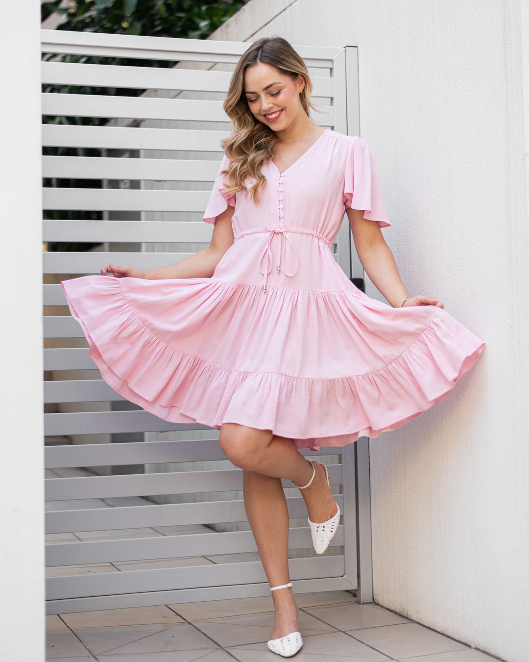 Devine Dress - Pink Linen