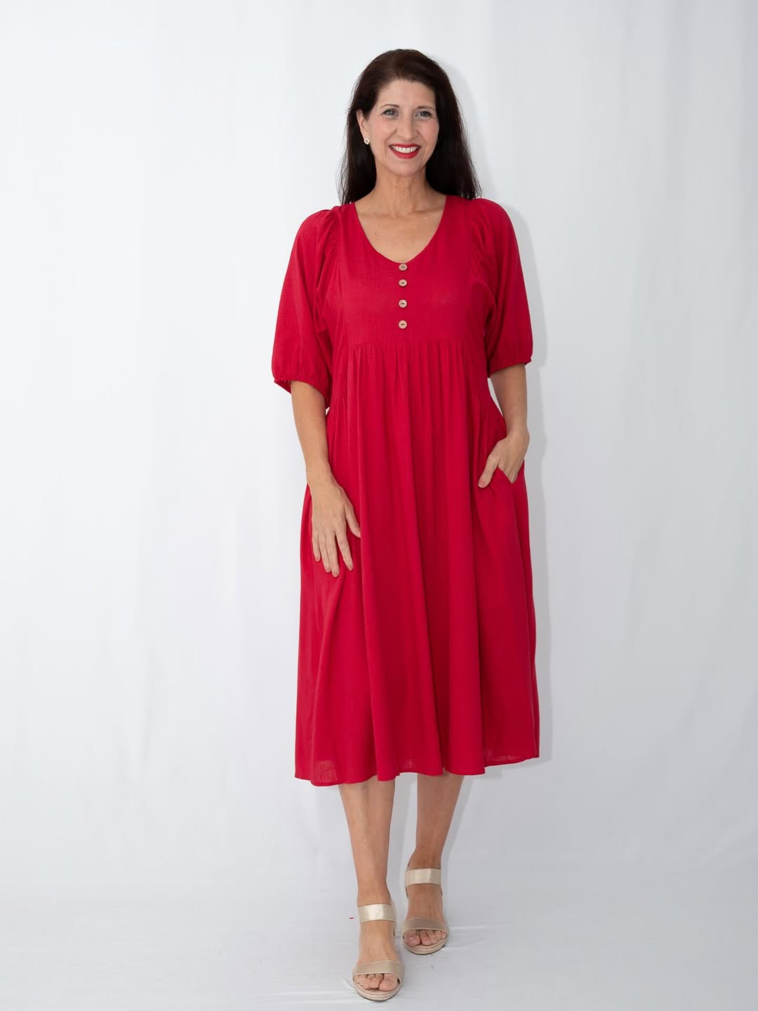Maria Midi Dress - Red