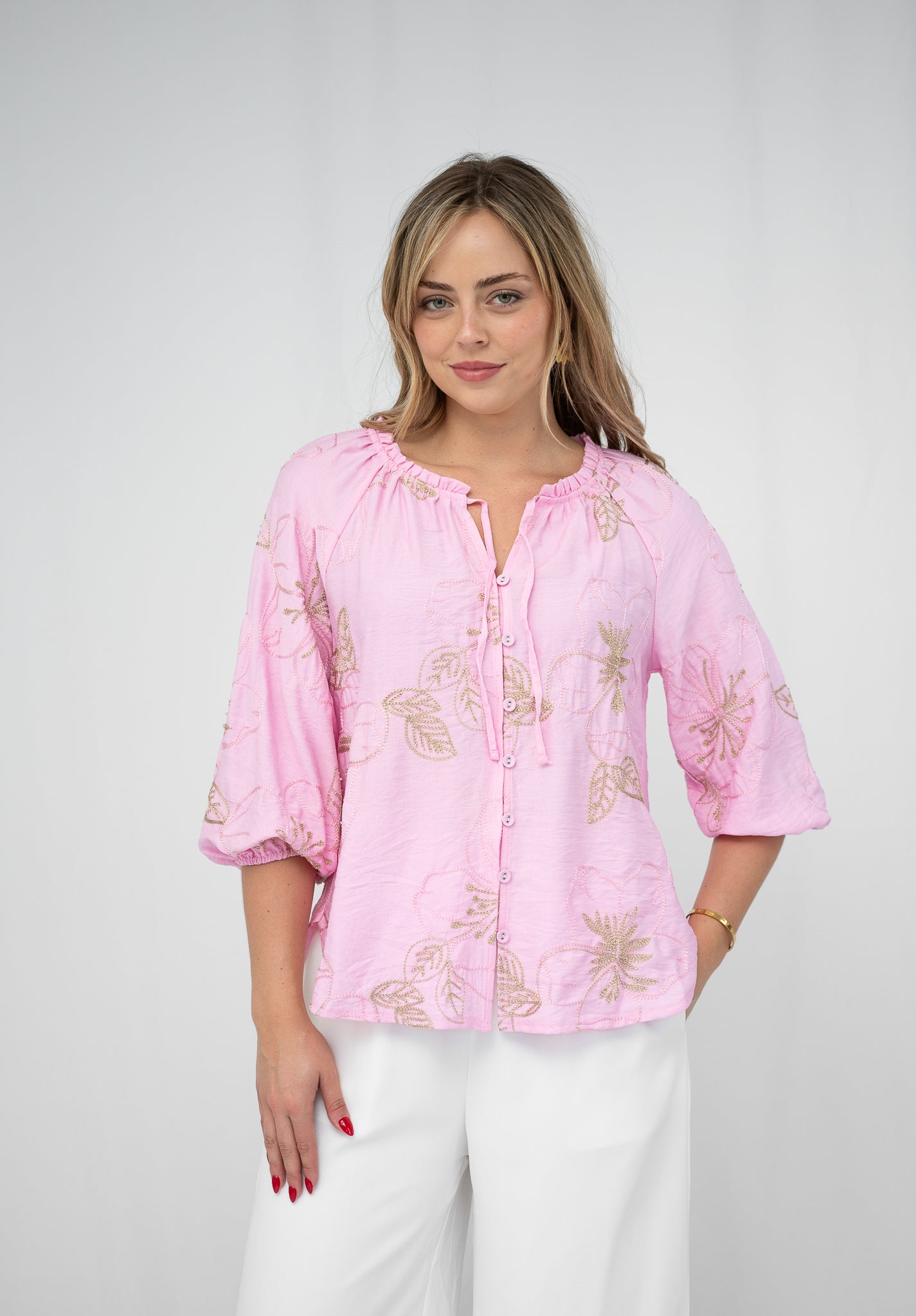 Princess Embroidered Blouse - Pink
