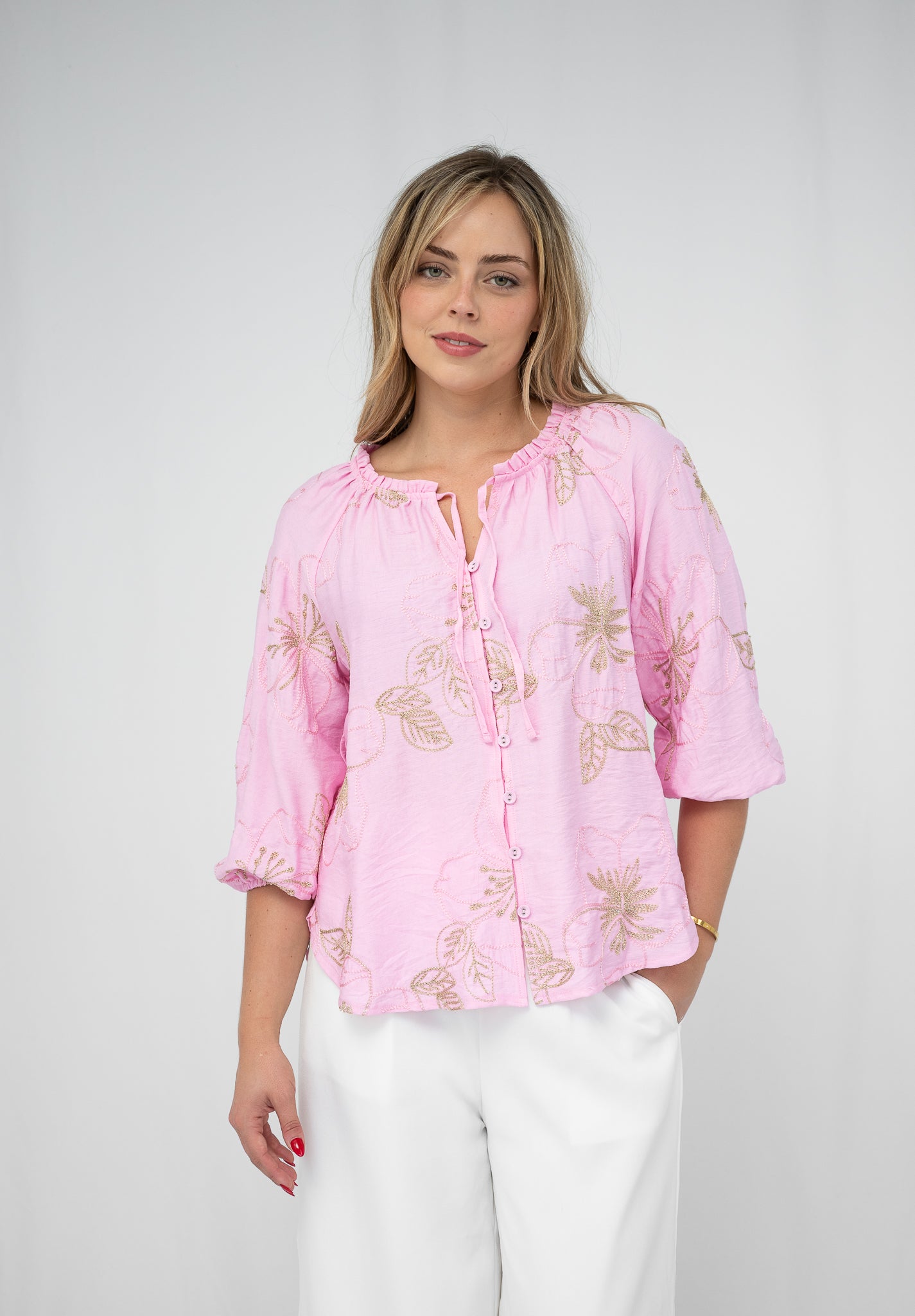 Princess Embroidered Blouse - Pink