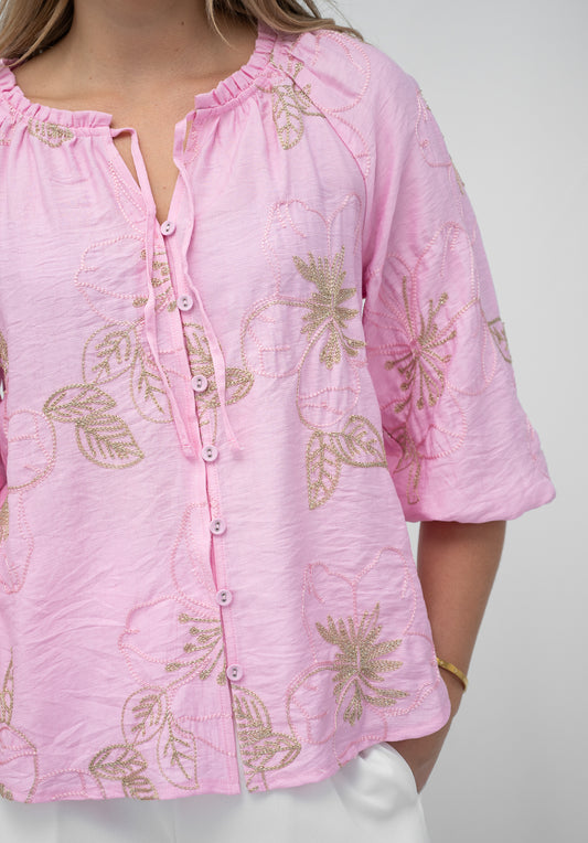 Princess Embroidered Blouse - Pink