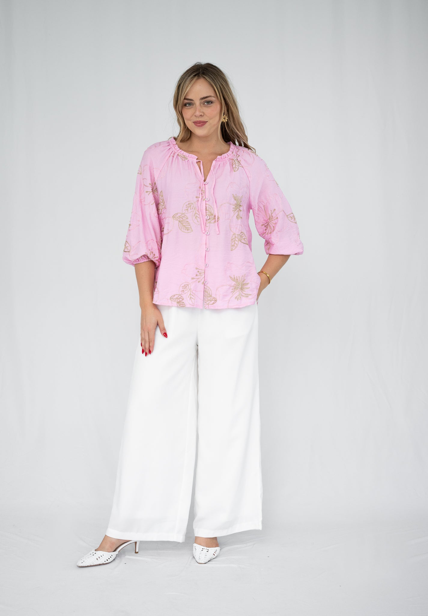 Princess Embroidered Blouse - Pink