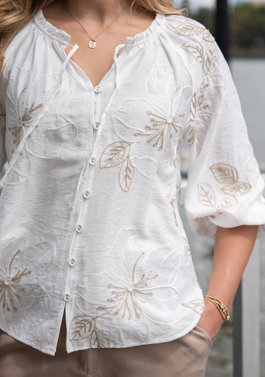 Princess Embroidered Blouse - White