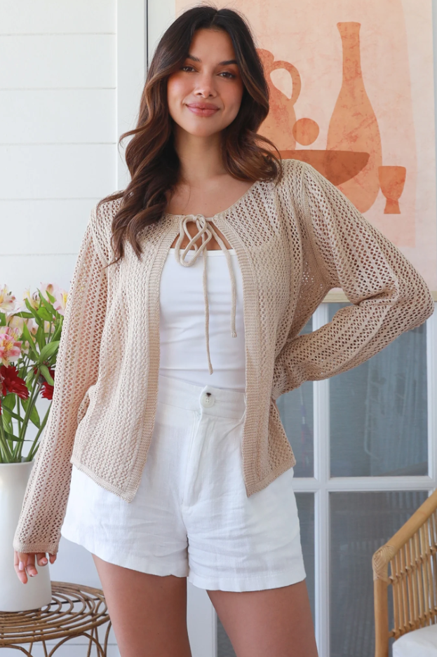 Summer Nights Cotton Cardi - Tan