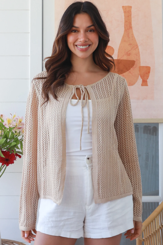 Summer Nights Cotton Cardi - Tan