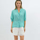 Aurora Sheer Linen Shirt - Aqua