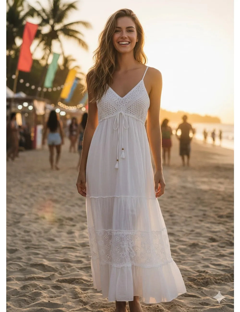 Boho Godess White Maxi Sleevless
