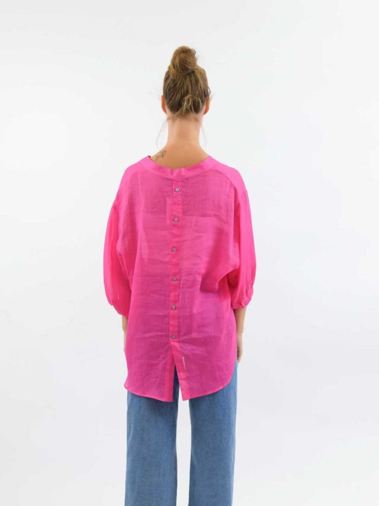Aurora Sheer Linen Shirt - Pink