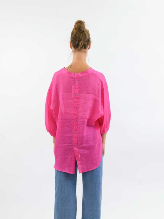 Aurora Sheer Linen Shirt - Pink