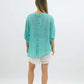 Aurora Sheer Linen Shirt - Aqua