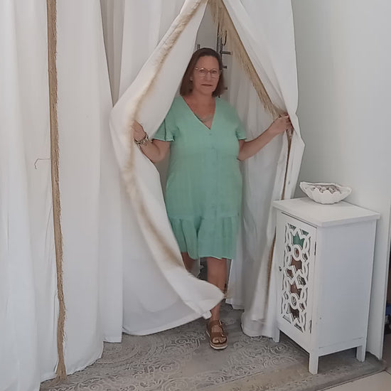 Video of Mint Green Linen Blend Dress at Godess Boutique